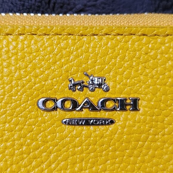 Coach Yellow Leather Shearling Trim Wristlet - Picture 3 of 9